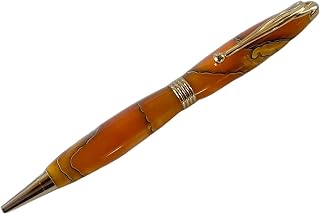 Handcrafted Ballpoint Writing pen in Orange and Black turned on Wood Lathe in Canada