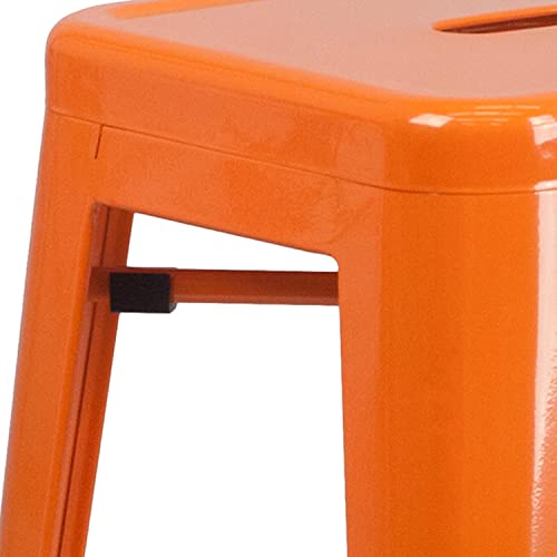 Flash Furniture Commercial Grade 30" High Backless Orange Metal Indoor-Outdoor Barstool With Square Seat #TOP4