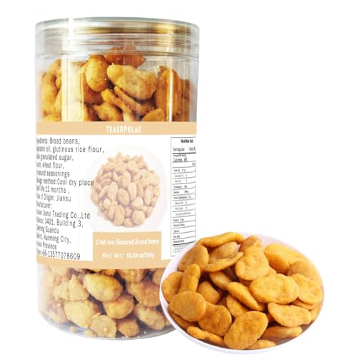 Crab Flavor Broad Bean，Crispy crab roe flavored fava beans300gg/10.58oz edamame beans suitable for casual snacks satisfying your craving.