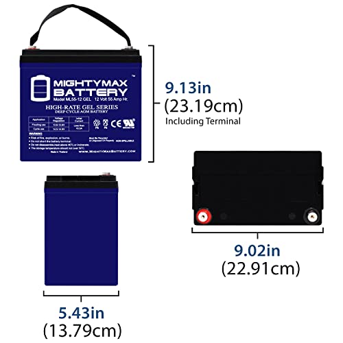 Mighty Max Battery ML55-12 GEL -12 Volt 55 AH, GEL Type, Internal Thread (INT) Terminal, Rechargeable SLA AGM Battery by Mighty Max Battery - Image 2