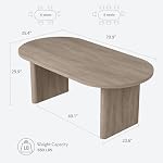 Garvee 71'' Oval Dining Table for 6-8 People, Long Large Kitchen Table with Thick Sturdy Wooden Base, Farmhouse Dining Room Table for for Kitchen, Living Room, Office, Grey Walnut