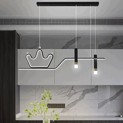 Chandelier long luxueux métal art suspension LED dimmable salon