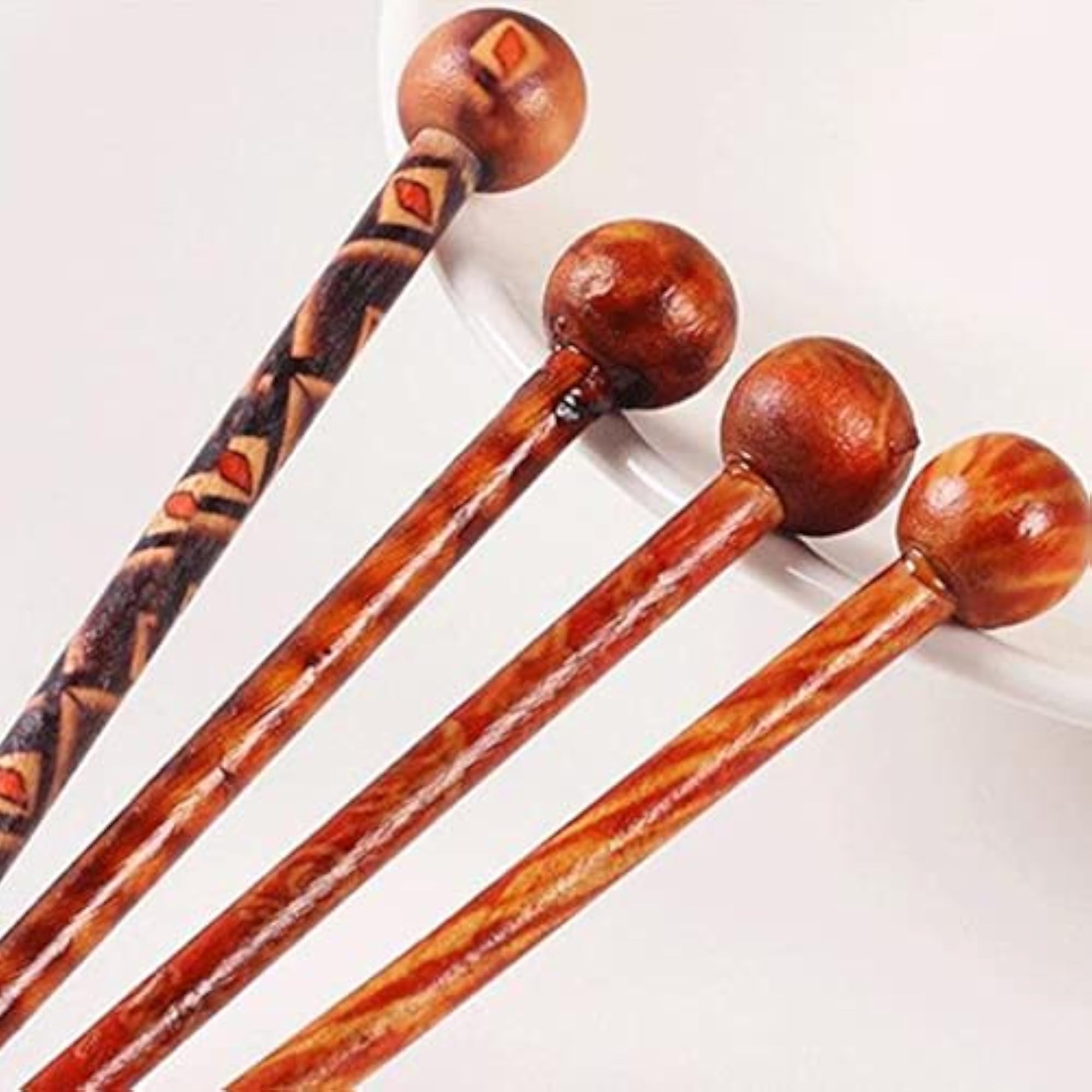 2x12Pcs Vintage Wood Hair Stick Hairpin Head Pins