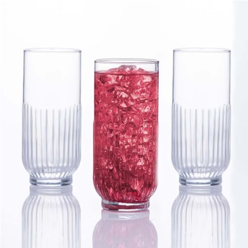 UNIQUE HOME LIVING Highball Glasses Set of 3, Hi Ball Drinking Glasses for Whiskey Gin Water Juice Cocktail, Tall Tumblers Drinking Glassware - 390ml