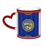 Thermobecher mit Nebraska-Flaggen-Druck, mystischer Farbwechsel, schwarz zu weiß, Thermobecher für Kaffee, Tee, Zuhause, Büro