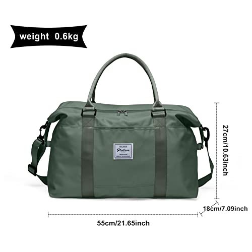 Womens travel bags, weekender carry on for women, sports Gym Bag, workout duffel bag, overnight shoulder Bag fit 15.6 inch Laptop (Large, Olive Green)