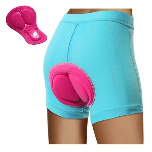 Lixada Shorts de ciclismo feminino acolchoado 3D MTB bicicleta bicicleta ciclismo shorts azul, Azul, XXG