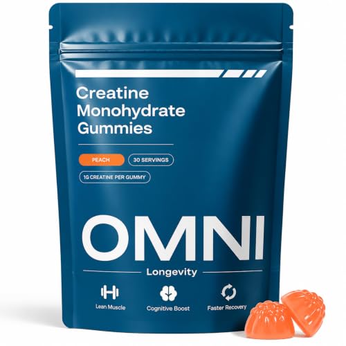 Creatine Monohydrate Gummies for Women & Men丨1g Creatine per Gummy丨Peach Flavor丨Low Sugar & Easy to Take丨90 Count