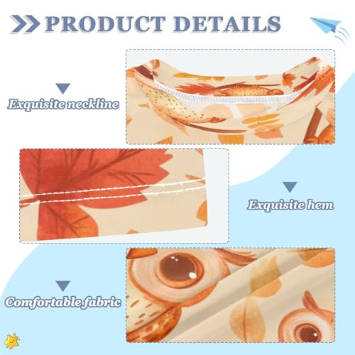 Boys Short Sleeve T-Shirts Owl Autumn Bird Rashguard Kids Swim Shirts Sun UPF 50+ Multicoloured3