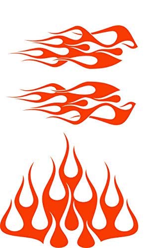 Image of STYLE1 Multi-Color Flame Decal Kit Golf Cart, UTV, RC, ATV, Mower, Motorcycle Tank (D - XLarge, DG23-034 Orange)