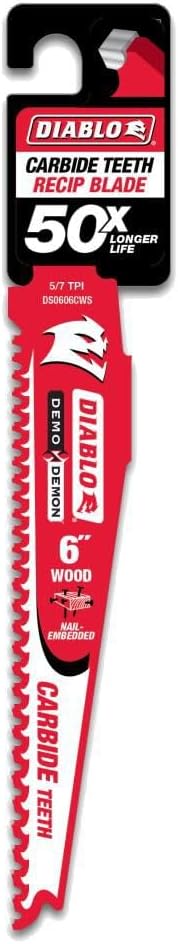 Diablo Freud Carbide-Tipped Reciprocating Saw Blade - 6in. Model Number DS0606CW