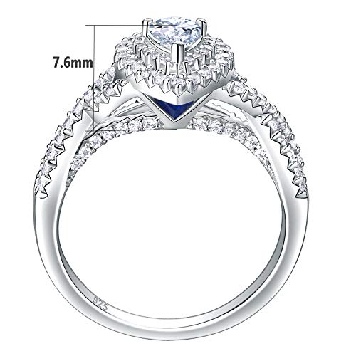 Newshe Wedding Rings For Women Engagement Ring Sets Sterling Silver Cz 1.7Ct Pear Teardrop Size 7 #TOP2