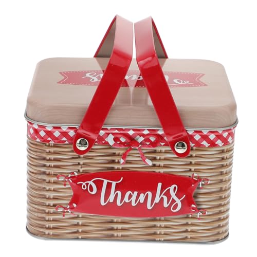 Hemobllo Caja De Lata Roja Para Galletas y Con Diseño De Caja Portátil Con Asa Decorativa y Sellada Para Fiestas y Almacenamiento Seguro De Alimentos
