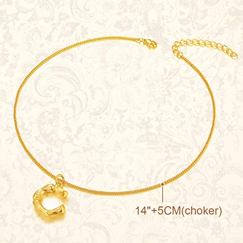 Chainspro Gold Letter S Necklace Bamboo Initial 18K Gold Plated Women Choker (Letter S) #TOP4