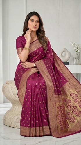 Image of C J Enterprise Women's Banarasi Saree Pure Kanjivaram Style Silk Saree With Blouse Piece for Wedding (Pari-160)