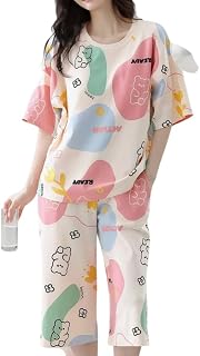 Lunza Women’s Cotton Pajama Set with Top & Pants|| Korean Night Suit|| Lightweight Printed Set || Soft & Comfy Sleepwear for Girls & Women