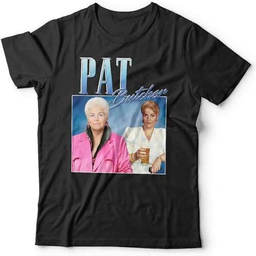 Easypitwy Pat Butcher Appreciation Tshirt Unisex Homage Throwback Stag Hen Do Enders Black XL