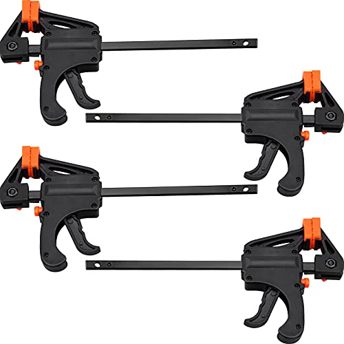 Winfred 4Pcs Abrazadera de Barra, Sargentos de Barra(4 Pulgadas), Set de Sargentos para Carpintería Madera, Abrazaderas de Carril para Apriete Interior y Exterior, Accesorio de Carpintero Cover