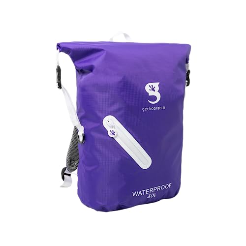 Image of geckobrands Lightweight 30L Waterproof Backpack - Lightweight Watertight Outdoor Bag Hiking Traveling Light Water Activities