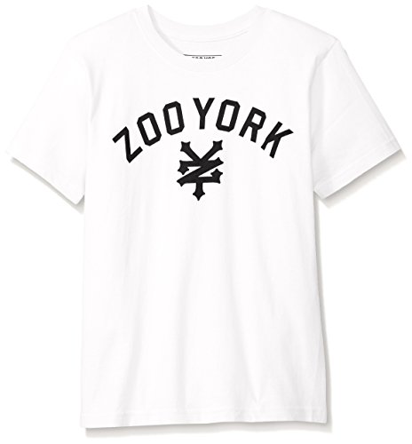 Zoo York Men's Big Boys' Short Sleeve Crew Neck Shirt, Immergruen White, Medium (10/12)