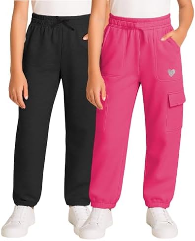 Real Love Girls 2 Pack Soft Fleece Cargo and Jogger Sweatpants (7-16)