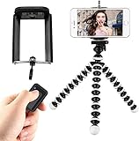 DAISEN Phone Tripod, Flexible Octopus Cell Phone Tripod for iPhone, Android Smartphone and Camera with Universal Phone Holder and Bluetooth Remote Control