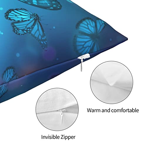 Varun Throw Pillow Covers Fantasy Blue Butterflies Design Square Pillowcase For Home Decor Sofa Car Bedroom Pillow Case 18X18Inch #TOP5