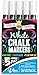 Liquid Chalk Marker Pen - White Dry Erase Marker - Chalk Markers for Chalkboard Signs, Windows, Blackboard, Glass - 6mm Reversible Tip (5 Pack) - 24 Chalkboard Labels Included