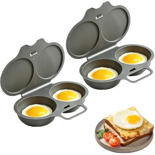 Cuiseur Oeuf, 2PC Pocheuses à œufs Micro-ondes, Cuiseur Oeuf,Cuiseur a œufs, Moule à Vapeur, Microwave Egg Poacher With Lid & Handle, Antiadhésive Sans Huile, Facile à Nettoyer (Dark Gray)
