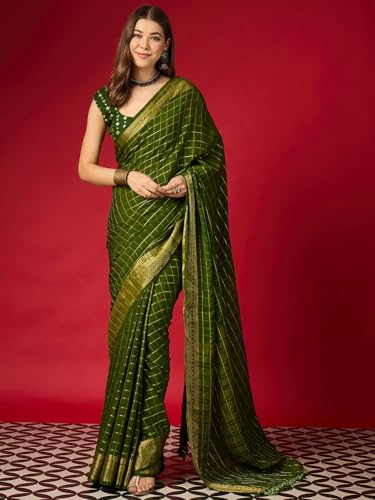 Image of AKHILAM Women's Kanjivaram Woven Soft Silk Saree With Blouse Piece