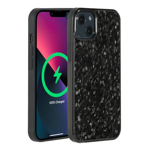 molzar Grip Series for iPhone 13 Case with Real Forged Carbon Fiber, Built-in Magnet Ring for Magnetic Mount, Compatible with MagSafe Chargers and Accessories, Glossy Black/Forged