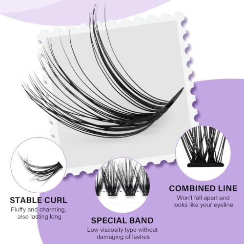 B&Q Lash Clusters 40D,Individual Lashes D Curl,Cat Eye Look Cluster Lashes - 2