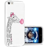 iPhone 5c Case Cool Cute,ChiChiC 360 Full Protective Anti Scratch Slim Flexible Soft TPU Gel Rubber Clear Cases Cover with Design for iPhone 5c,Cute Cartoon Animal Giraffe with Pink Bubble Gum