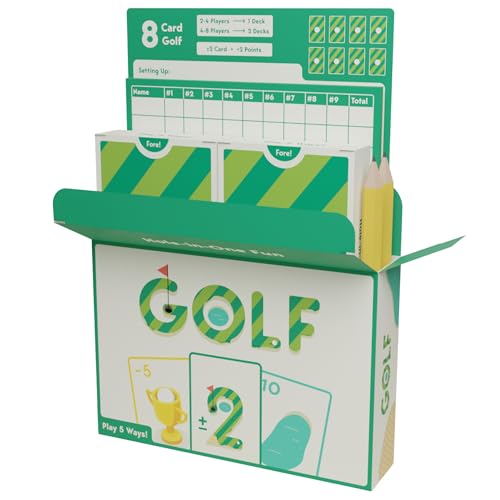 Golf Card Game | 5 Games in 1, Strategy Card Game for 2–8 Players | Includes 2 Decks, Scorecards & Pencils | Game Night Favorite, Golfer Gift, Great for Dads