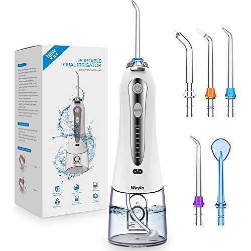 Hydropulseur Jet Dentaire Wayin Irrigateur Oral Professionnel Rechargeable IPX7 Étanche Wireless Dental Electric Jet 5 Replaceable Nozzles 5 Modes of Different Intensities