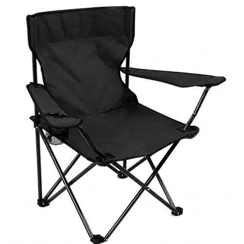 Cadeira Dobrável Camping Portátil com Porta-Copo, Apoio de Braço, Suporta até 120kg e Bolsa de Transporte - Ideal para Pesca, Praia, Churrasco e Acampamento