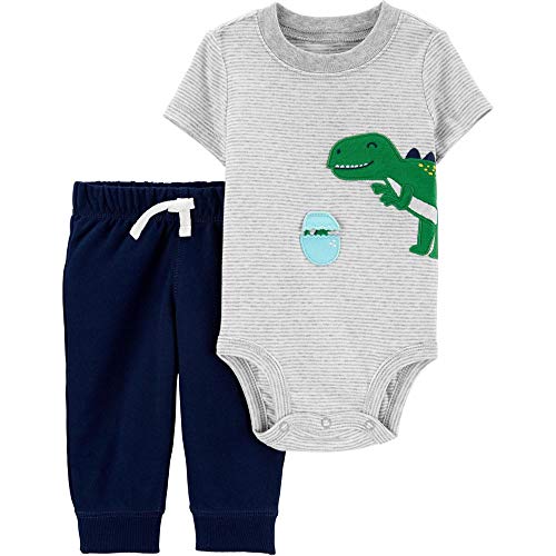 Ensemble bébé Carter's 2 pièces avec body manches courtes et pantalon de jogging dino gris bleu