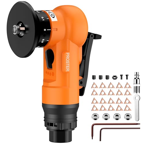Proster Druckluft Fasenmaschine Pneumatisch Entgratwerkzeug – Präzise Fasen & Entgraten von Metall, 30000 U/min Industrie Werkzeug, Dual-Kopf Fasenwerkzeug mit R- & C-Klingen für Metallbearbeitung