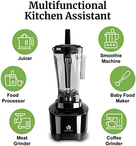 Ventray Blender Smoothie Maker 1500W 68 Oz Blender for Shakes and Smoothies Countertop Blender for Kitchen Professional Blender and Food Processor Combo with 6 Speed Settings 5 Programs