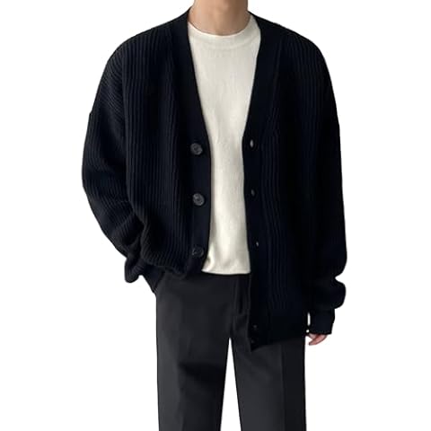 Floerns Men's V Neck Cardigan Sweater Cover