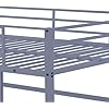 Heavy Duty Metal Loft Bed Frame, Space Saving Loft Bed with Safety Rails & Built-in Ladder for Kids, Teens, Adults, College Dorm, Studio Apartment, (Gray, Twin)