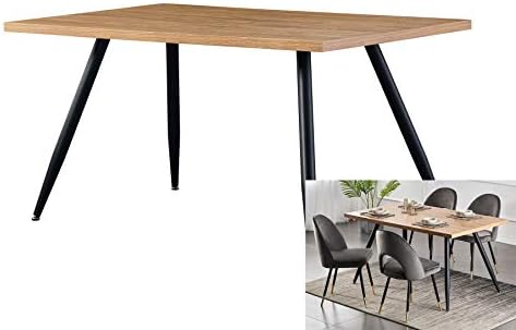 AINPECCA Dining Table with Black Metal Legs Kitchen Table (Oak Effect Top, 150 * 90cm)