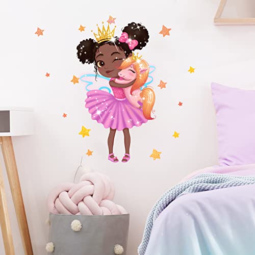 Royolam Little Princess Hugging Baby Horse Wall Decals Nursery Preschool Wall Stickers For Kid Baby Girl Removable Peel And Stick Waterproof Wall Art Decor Stickers For Living Room Bedroom Bathroom #TOP2