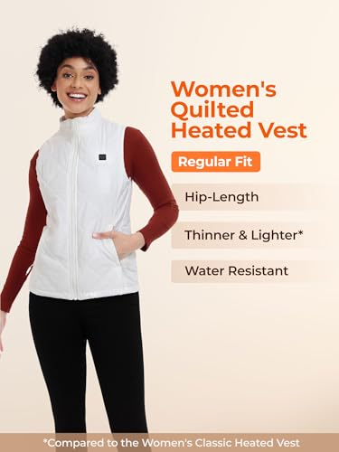 Women's Heated Vest with Battery, Lightweight Quilted Design