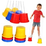FRCOLOR 3pares Zancos Infantiles De Plástico con Cuerda De Equilibrio para Niño Niña Juguetes para Actividades Al Aire Estimulan Coordinación y Desarrollo Motriz