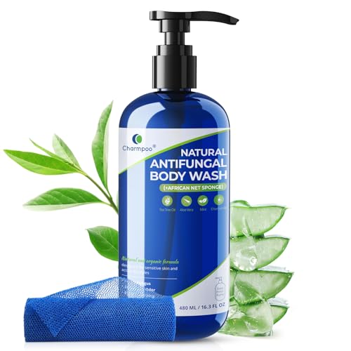 CHARMPOO Natural Antifungal Body Wash: Tea Tree Fights Fungus Eliminates Odor Relieves Itching Formula for Sensitive Skin and Active Lifestyles 16.3 FL OZ