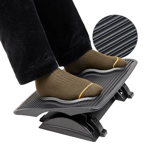 Mind Reader Foot Rest, Foot Stool, Under Desk at Work, Ergonomic, Height Adjustable, Office, 17.5