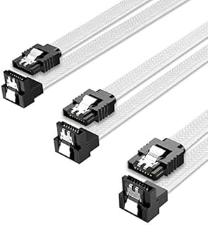 QIVYNSRY 3PACK SATA Cable III 3 Pack 90 Degree Straight to Right Angle 6Gbps HDD SDD SATA Data Cable with Locking Latch 50cm 18 Inch for SATA HDD, SSD, CD Driver, CD Writer, White