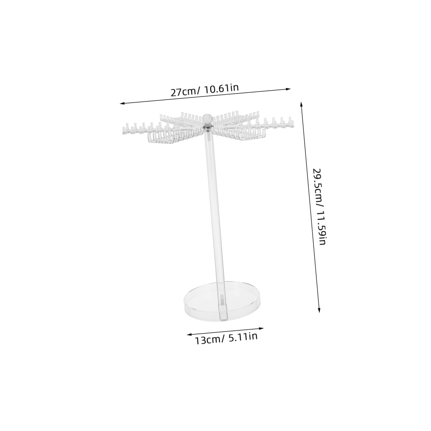 Hohopeti Drehbarer Schmuckständer aus Transparentem Acryl 29,5X26,9X13cm Halsketten und Armbandhalter mit 360°-Display für Damen Schmuckorganizer für Schreibtisch und Kommode