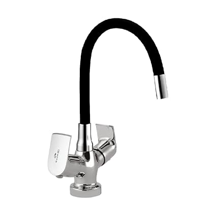 ESSE18 (WL-113#6) Wills Center Hole Basin/Sink Mixer in Flexible Spout Single Flow Hot & Cold Water Tap (Matte Black) Chrome Finish